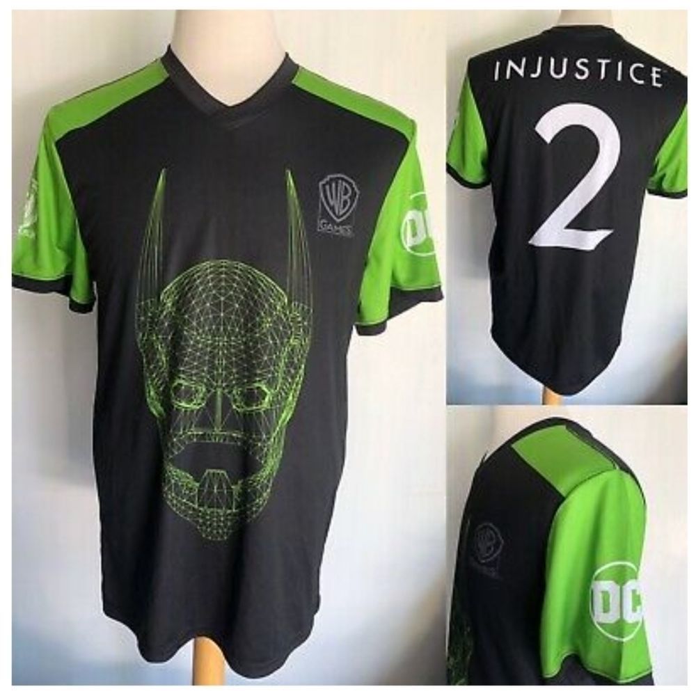 Batman Injustice 2 WB games DC comic black green short sleeve medium jersey 2017